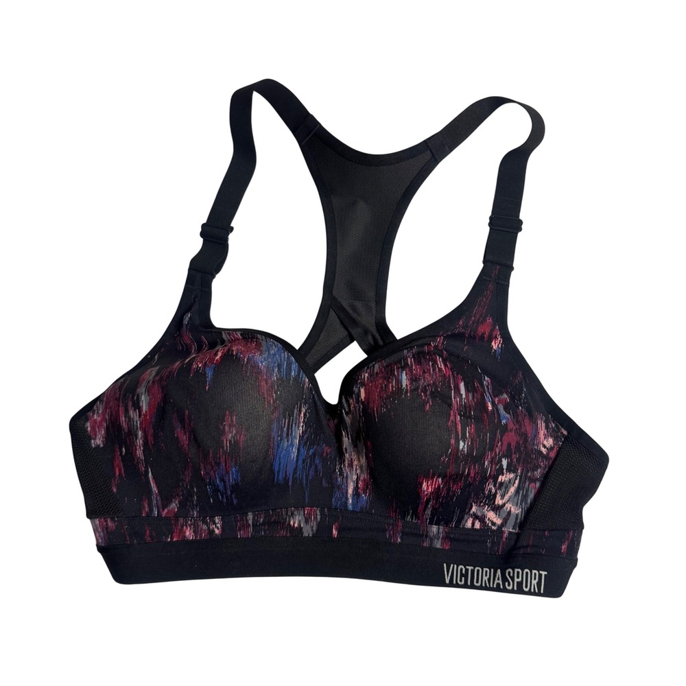 Victoria Sport Sport Bra Women's Incredible Racerback Padded Abstract Black 34B